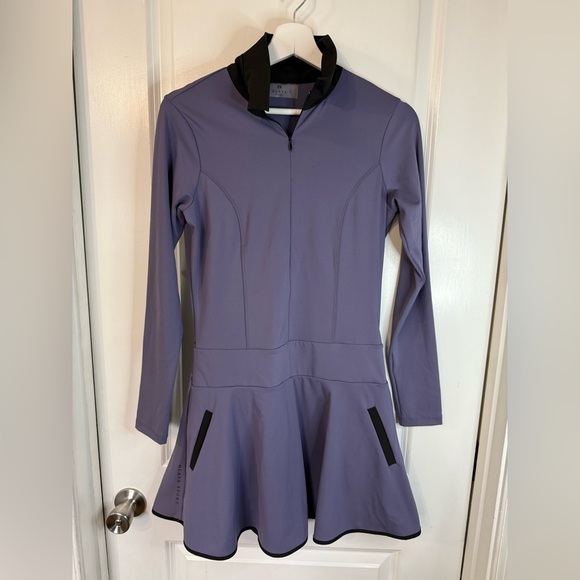 Olaya Women’s Purple & Black UV50+ Long Sleeve Balance Golf Dress - Size Large